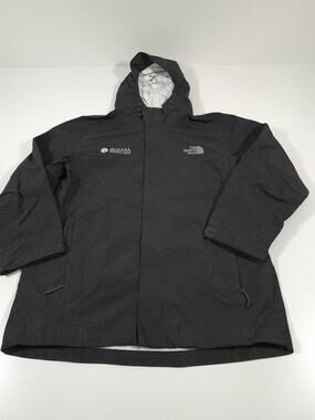 The North Face Jacket Mens M Gray Hooded Full Zip Sequoia Logo Windbreaker